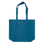 Borsa ecologica in rPET 100 g/m² con manici lunghi e soffietto color blu scuro terza vista
