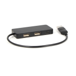 Hub USB in alluminio con 3 porte e cavetto lungo 20 cm color nero seconda vista