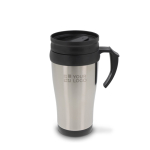 Bicchiere da viaggio a doppia parete in acciaio e PP con manico 350ml vista area di stampa