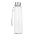 Bottiglia in vetro trasparente con tappo antigoccia e cinturino 500 ml color trasparente terza vista