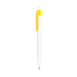 Penna a sfera in plastica con clip colorata e inchiostro nero color giallo