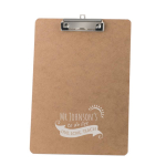 Cartellina portadocumenti personalizzata in MDF clip in metallo color marrone chiaro