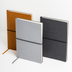 Taccuino A5 in pelle riciclata elastico orizzontale pagine puntinate vue 1