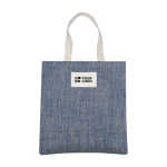 Borsa in juta con manici in cotone e tessuto con motivo a zig-zag vue d'impression