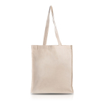 Borsa con manici lunghi e soffietto in cotone organico 220 g/m² color beige