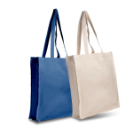 Borsa con manici lunghi e soffietto in cotone organico 220 g/m² vue avec plusieurs couleurs