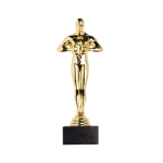 Trofeo a forma di statuetta dorata ideale per premi e riconoscimenti color oro