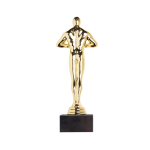 Trofeo a forma di statuetta dorata ideale per premi e riconoscimenti color oro