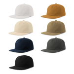 Cappello con visiera piatta in cotone riciclato e organico 260 g/m² vue avec plusieurs couleurs