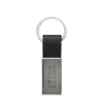 Portachiavi elegante nero in lega di zinco e PU riciclati RCS color nero vista area di stampa
