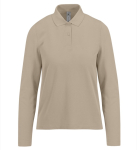 Polo classica da donna a maniche lunghe in cotone piqué 180 g/m² B&C color sabbia