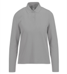 Polo classica da donna a maniche lunghe in cotone piqué 180 g/m² B&C color grigio jeansato