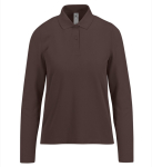 Polo classica da donna a maniche lunghe in cotone piqué 180 g/m² B&C color marrone scuro