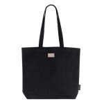 Shopper dai manici lunghi e soffietto in cotone riciclato GRS 180g/m² color nero vista dettaglio 3