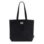 Shopper dai manici lunghi e soffietto in cotone riciclato GRS 180g/m² color nero
