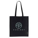 Shopper dai manici lunghi in cotone riciclato certificato GRS 180g/m² color nero vista dettaglio