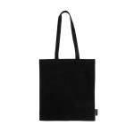 Shopper nera con manici lunghi in 100% cotone riciclato da 180 g/m² color nero seconda vista
