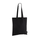 Shopper nera con manici lunghi in 100% cotone riciclato da 180 g/m² color nero terza vista