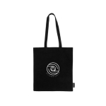 Shopper nera con manici lunghi in 100% cotone riciclato da 180 g/m² color nero vista dettaglio