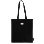 Shopper nera con manici lunghi in 100% cotone riciclato da 180 g/m² color nero vista dettaglio
