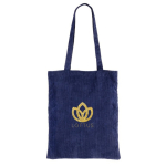 Shopper dai manici lunghi in velluto a coste di poliestere 240 gr/m² color blu mare terza vista