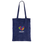 Shopper dai manici lunghi in velluto a coste di poliestere 240 gr/m² color blu mare quarta vista