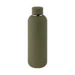 Borraccia a doppia parete in acciaio inox con finitura in gomma 500ml color verde militare