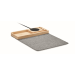Tappetino per mouse rPET con organizzatore da scrivania e caricatore color legno
