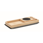 Tappetino per mouse rPET con organizzatore da scrivania e caricatore color legno seconda vista