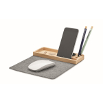Tappetino per mouse rPET con organizzatore da scrivania e caricatore color legno quinta vista