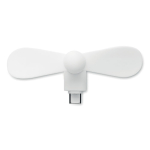 Ventilatore portatile personalizzato per smartphone con porta USB-C color bianco vista posteriore