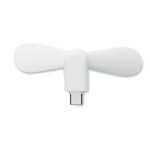 Ventilatore portatile personalizzato per smartphone con porta USB-C color bianco vista laterale
