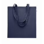 Tote bag con manici lunghi in rPET e cotone riciclato da 140 g/m² color blu