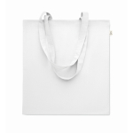 Tote bag con manici lunghi in rPET e cotone riciclato da 140 g/m² color bianco