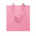 Tote bag con manici lunghi in rPET e cotone riciclato da 140 g/m² color rosa seconda vista