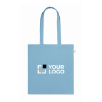 Tote bag con manici lunghi in rPET e cotone riciclato da 140 g/m² color nero opaco vista area di stampa