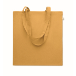 Tote bag con manici lunghi in rPET e cotone riciclato da 140 g/m² color giallo senape