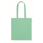 Tote bag con manici lunghi in rPET e cotone riciclato da 140 g/m² color verde menta quarta vista