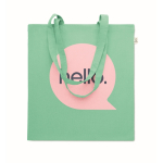 Tote bag con manici lunghi in rPET e cotone riciclato da 140 g/m² color verde menta vista principale
