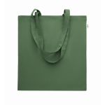 Tote bag con manici lunghi in rPET e cotone riciclato da 140 g/m² color verde scuro