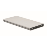 Batteria esterna con logo da 8000 mAh in alluminio color argento opaco