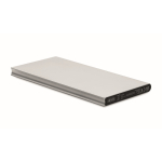 Batteria esterna con logo da 8000 mAh in alluminio color argento opaco seconda vista