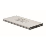 Batteria esterna con logo da 8000 mAh in alluminio color argento opaco vista principale
