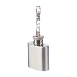 Portachiavi in acciaio inox con una fiaschetta da 30ml color argento prima vista