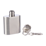 Portachiavi in acciaio inox con una fiaschetta da 30ml color argento seconda vista