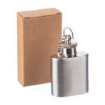 Portachiavi in acciaio inox con una fiaschetta da 30ml color argento terza vista