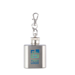 Portachiavi in acciaio inox con una fiaschetta da 30ml color argento vista area di stampa