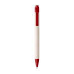 Penna a sfera realizzata materiali riciclati e inchiostro blu color rosso prima vista