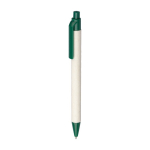 Penna a sfera realizzata materiali riciclati e inchiostro blu color verde quarta vista