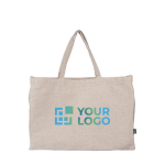 Borsa in canapa naturale con manici da 280 g/m² color cachi vista area di stampa